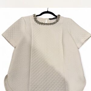 Elegant Cream Short Sleeve Top